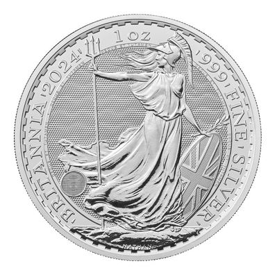 Groß-Britannien 1 oz. Unze Silbermünze 999 Britannia 2024 - Neuware mit Motiv Charles