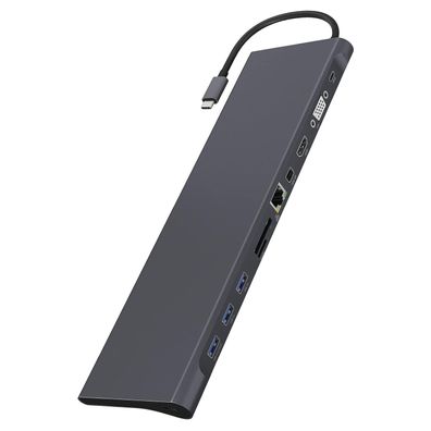 Icy Box Universal Type C Notebook Dockingstation USB Hub 11 in 1 HDMI LAN VGA