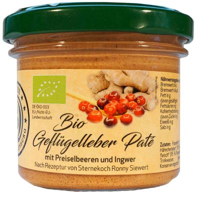 Mecklenburger Landpute Geflügelleber-Paté mit Preiselbeeren & Ingwer Bio