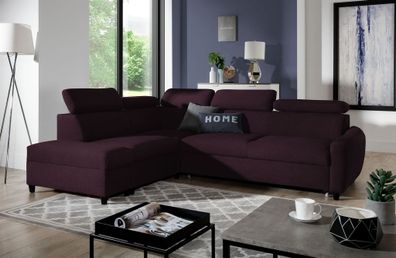 Ecksofa Schlafsofa Sofa ANTON in Stoff Esito Violett Ottomane Links