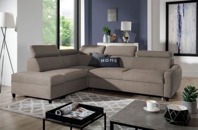 Ecksofa Schlafsofa Sofa ANTON in Stoff Esito Sand Ottomane Links