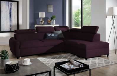 Ecksofa Schlafsofa Sofa ANTON in Stoff Esito Violett Ottomane Rechts