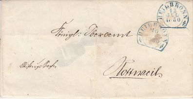 vollständiger Vorphilabrief aus dem Jahr 1850 von Heilbronn nach Rottweil