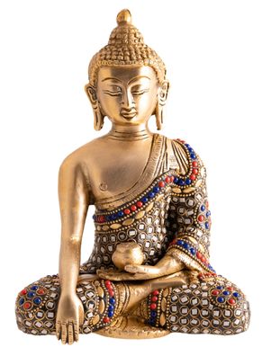 Buddha Shakyamuni Messing Steinkunst 20 cm 1,9 kg Altarfigur Statue Feng-Shui