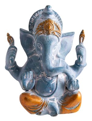 Ganesha Sandstein blau gold 13,5 cm 1,3 kg Skulptur Elefantengott Buddhafigur