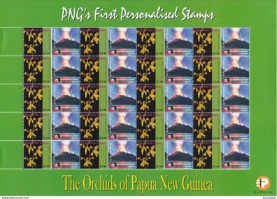 Papua New Guinea: 2007. kompletter Bogen Orchids 3,00k First personalised Stamps (22)