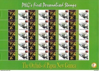 Papua New Guinea: 2007. kompletter Bogen Orchids 3,00k First personalised Stamps (37)