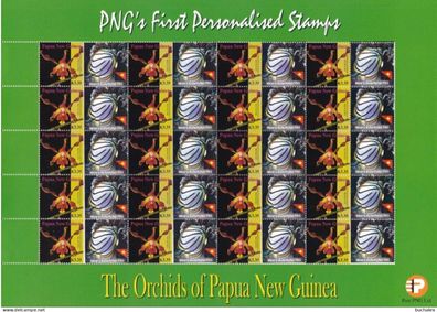 Papua New Guinea: 2007. kompletter Bogen Orchids 3,35k First personalised Stamps (42)