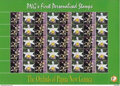 Papua New Guinea: 2007. kompletter Bogen Orchids 5,35k First personalised Stamps (21)