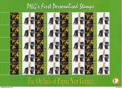 Papua New Guinea: 2007. kompletter Bogen Orchids 3,00k First personalised Stamps (33)
