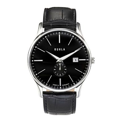 Ruhla Herren Armbanduhr 91234 Ronda-Werk Lederband schwarz, kleine Sekunde