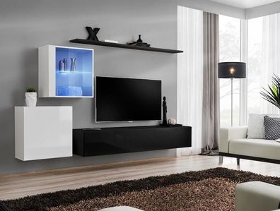Wohnwand 260cm rtv Sideboard tv Ständer Luxus Wohnzimmermöbel Holz Schwarz