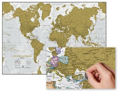 Die Welt zum Rubbeln. Scratch Map Deutsch: Weltkarte zum freirubbeln der L? ...