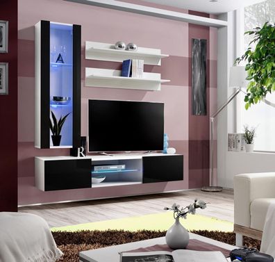 Wohnwand Wandregale Garnitur TV-Ständer Vitrine Wohnzimmer Holz Möbel Weiß Luxus