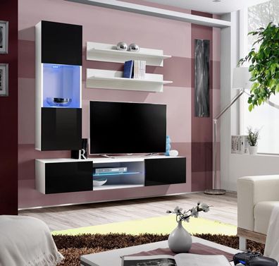 Wohnzimmer Luxus Hänge Vitrine Möbel Wohnwand TV-Ständer Wandregal Holz Modern