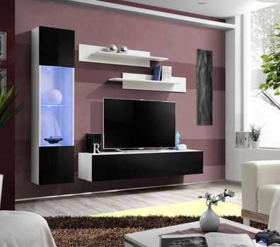 Wohnzimmermöbel Set Wohnwand TV Ständer Design Hänge Vitrine Einrichtung Möbel