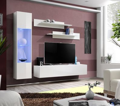 Wohnzimmermöbel Weiß Wohnwand Designer Luxus TV Ständer Hänge Vitrine Regale