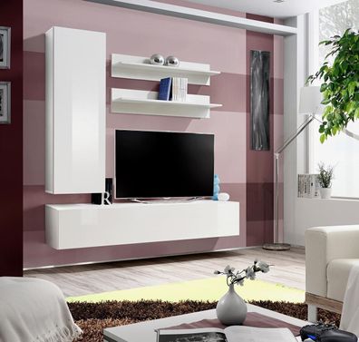 Designer Einrichtung Weiß Wohnwand Luxus Holzmöbel Komplett Wandschrank