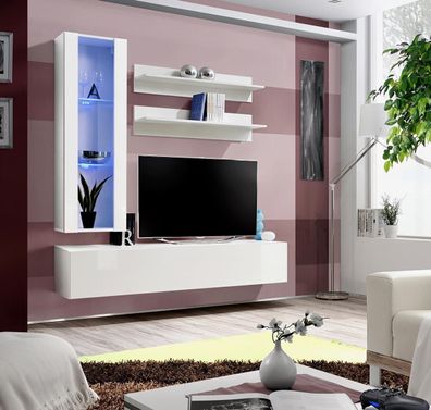 Komplett TV-Ständer Möbel Designer Einrichtung Set 4 tlg Lowboard Hänge Vitrine