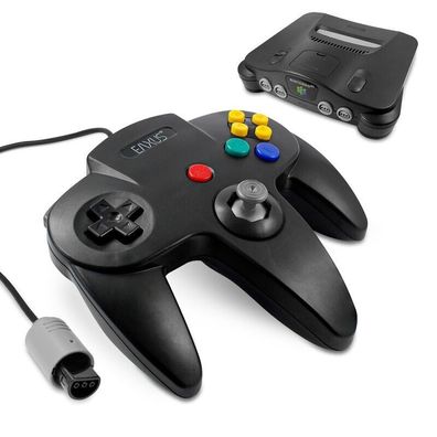 Controller für Nintendo 64 / N64 schwarz, Retro Look Gamepad, Eaxus
