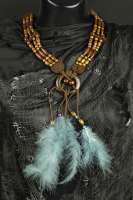 Indianer Halskette o. Hüftkette m Federn Indianerkette Hippie Karneval Fasching