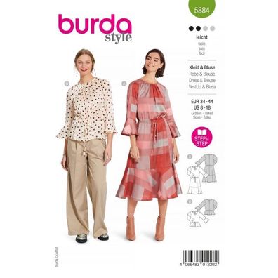 burda style Papierschnittmuster Kleid und Bluse #5884