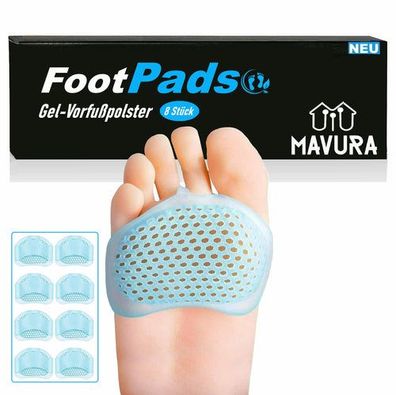 FootPads Vorfußpolster 8x Fußpads Silikon Fußpolster Gel Ballenkissen Metatarsal