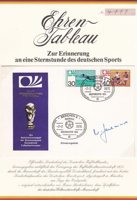 Franz Beckenbauer Autogramm auf Erinnerungsbrief