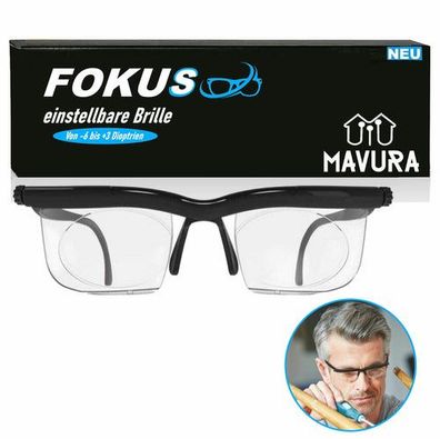 FOKUS individuell einstellbare Brille -6 + 3 Dioptrien Lesebrille Ad Lens Glass