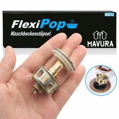 FlexiPop Ablauf Garnitur Abfluss Stopfen Waschbecken POP UP Stöpsel Filter Sieb