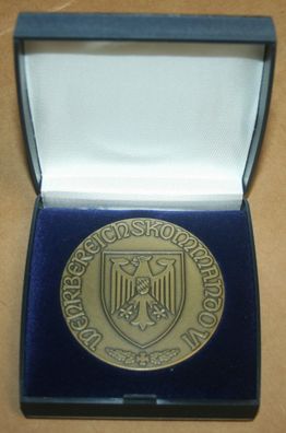 Bronze Plakette Wehrbereichskommando im Etui "Für besondere Leistungen"