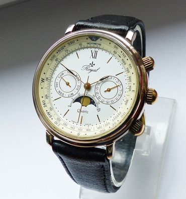 Schöner RoYal Swiss Tachymetre Chronograph mit echter Mondphase Herren Armbanduhr