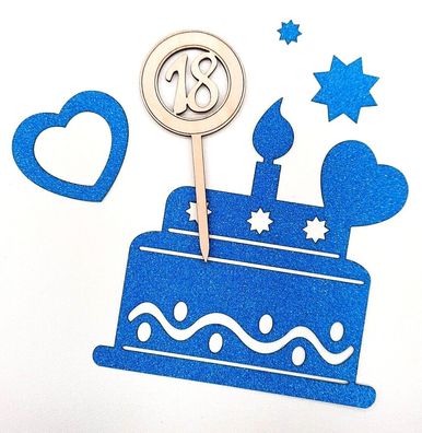 Cake Topper Holz 18. Geburtstag Tortenstecker Deko Kuchenstecker Tortentopper DIY