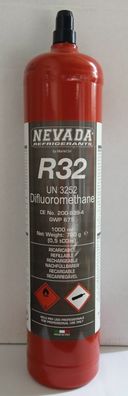 Kältemittel-gasflasche R32 1000 ml (Nettogewicht 780 g) Nachfüllbar