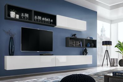 Wohnzimmer Wohnwand Lowboard Modern Designer TV-Ständer Wand Regale