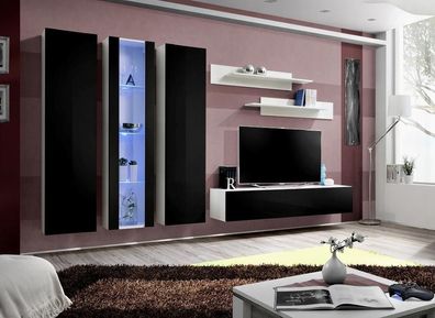 Wohnwand Luxus Wohnzimmer Möbel Komplette Set 6 tlg Designer Einrichtung