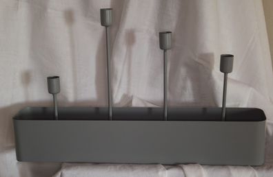 Kerzenhalter mit Schale OSCAR 45 cm, mit 4 Kerzentüllen, Farbe Grau