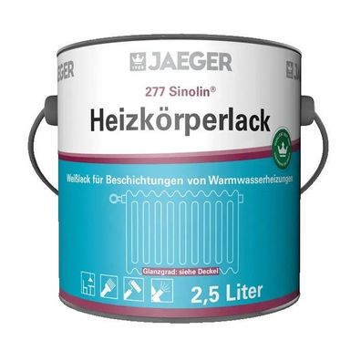 Jaeger 277 Sinolin Heizkörperlack hochglänzend 2,5 Liter weiß