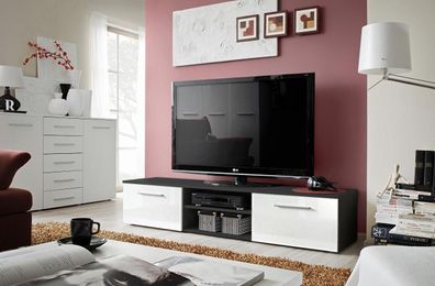 Schwarz TV Ständer Wohnzimmermöbel Sideboard Kommode Regale Modern Design