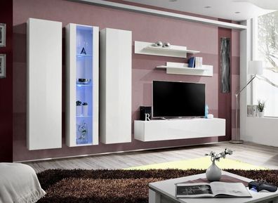 Wohnwand Hänge Vitrine Designer TV-Ständer Wohnzimmer Einrichtung Holz Modern