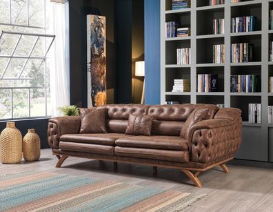Sofa 3 Sitzer Chesterfield Stoff Couch Polster Sofas Kunstleder Couchen
