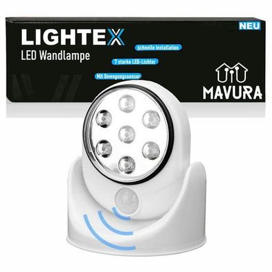 Lightex LED Wandlampe Wandleuchte mit Bewegungsmelder Batterie Innen Außen