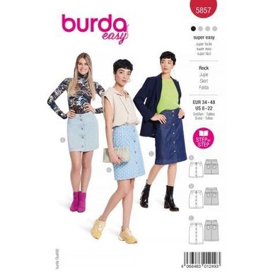 burda style Papierschnittmustter Röcke mit unterschiedlichen Längen #5857