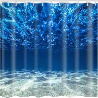 Duschvorhang Blauer Ozean Muster Polyester Wasserdichter Duschvorhang