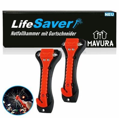 LiveSaver Nothammer Gurtschneider Notfallhammer Glasbrecher Gurtmesser (2er]