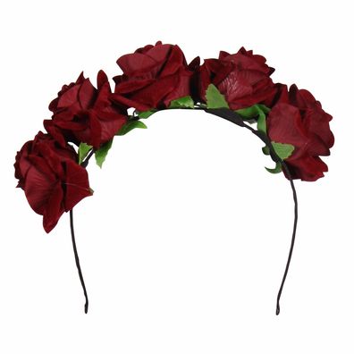 Kostüm Accessoires Haarreif rote Rosen Blütenhaarreif Blumen Halloween Karneval
