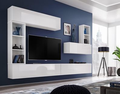 Modern Wohnwand Regal Wohnzimmer TV-Ständer Holz Designer Wand Regale