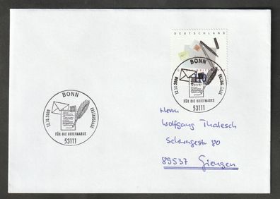 BRD Für die Briefmarke Briefumschlag Schreibzeug 12.10.2000