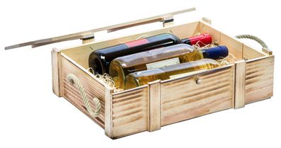 Weinkisten 3er geflammt inkl. Holzwolle Geschenkbox Weinbox Weinkiste Holzbox