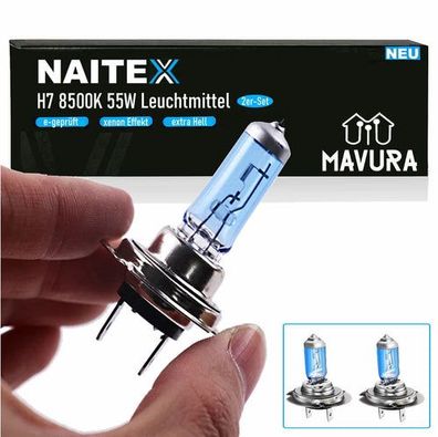 NAITEX SUPER WHITE H7 8500K 55W Halogen LAMPEN XENON LOOK EFFEKT BIRNEN Leuchten